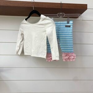 Matilda Jane White Long Sleeve Tee and Ruffle Capri Pants